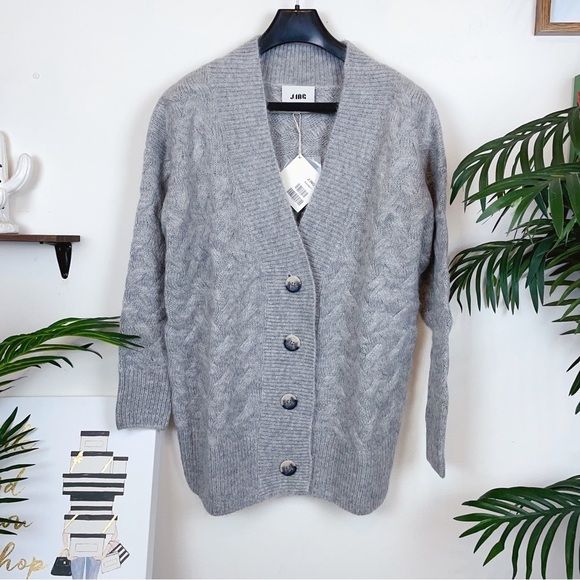 J.ing Jennie Oversize Grey Cable Knit Chunky Cardigan Sweater NWT One Size - Picture 7 of 10